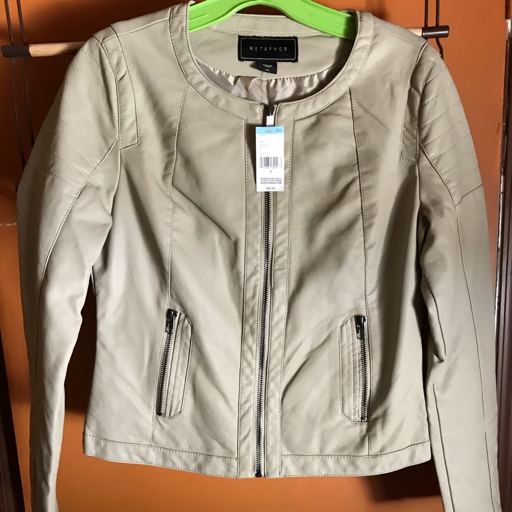 Leather beige jacket